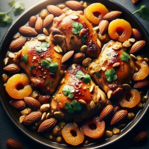 Moroccan Chicken Tagine with Apricots and Almonds