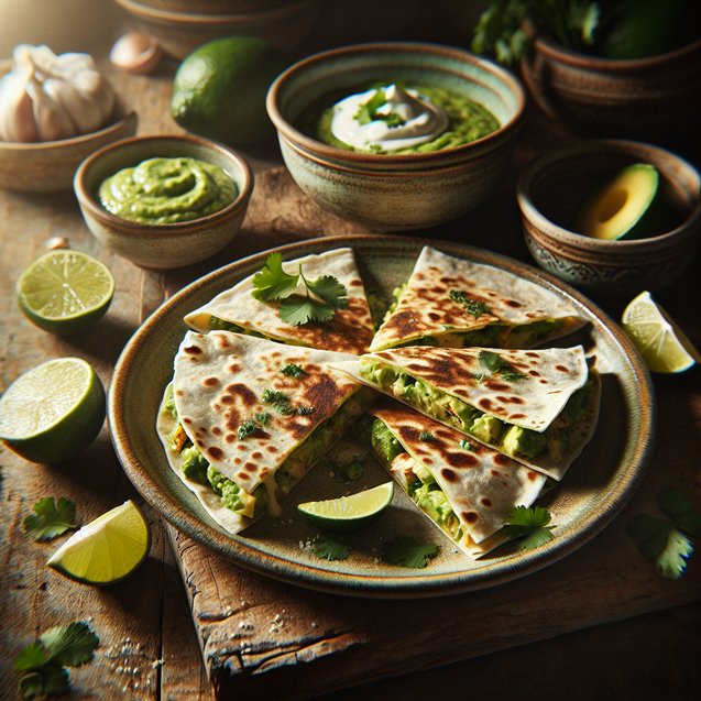 Mexican Whimsical Avocado Lime Chicken Quesadillas