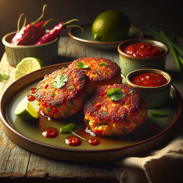 American Crimson Chili Garlic Crab Cakes