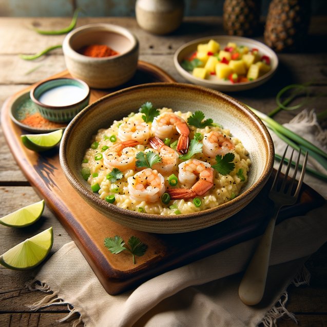 Tropical Sunset Garlic Shrimp Risotto