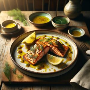 Honey Mustard Dill Salmon Steaks