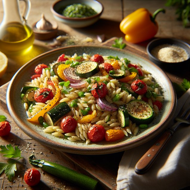 Mediterranean Herb-Infused Orzo With Roasted Vegetables