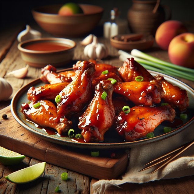 American Peach Bourbon Glazed Chicken Wings