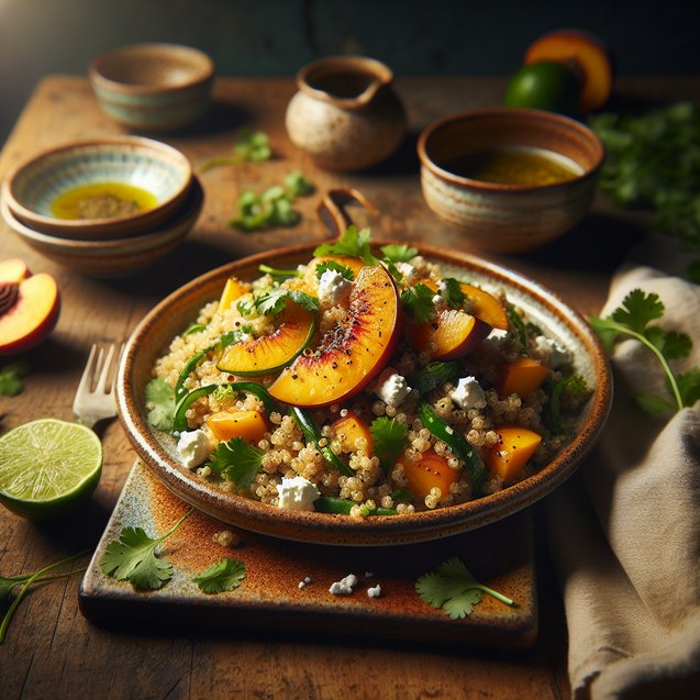 Mediterranean Spiced Peach And Cilantro Quinoa Salad