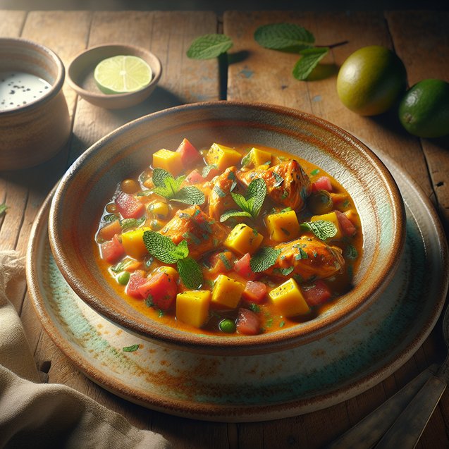 Indian Mango Mint Masala Chicken Stew
