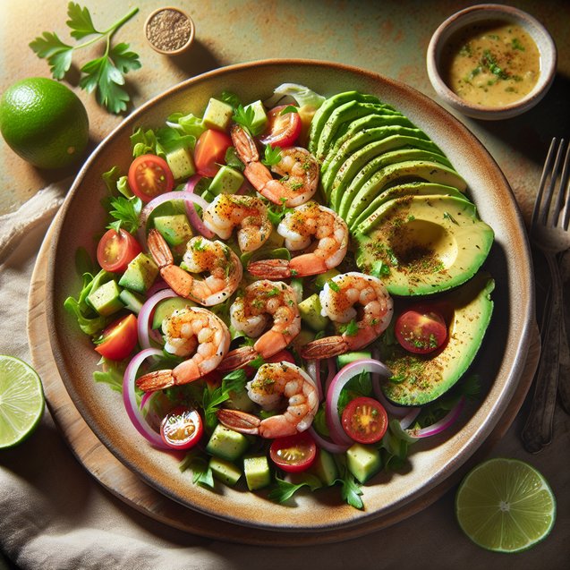 Mediterranean Za'Atar Spiced Shrimp And Avocado Salad