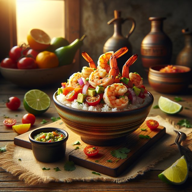 Mexican Sunset Citrus Salsa Shrimp Bowls