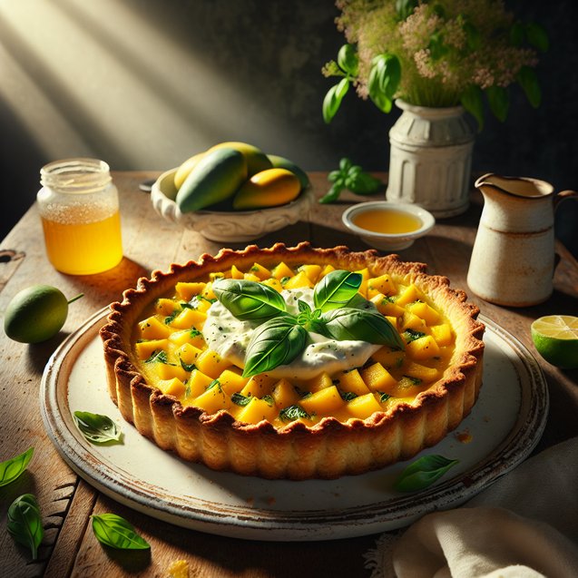Mystical Mango Basil Ricotta Tart