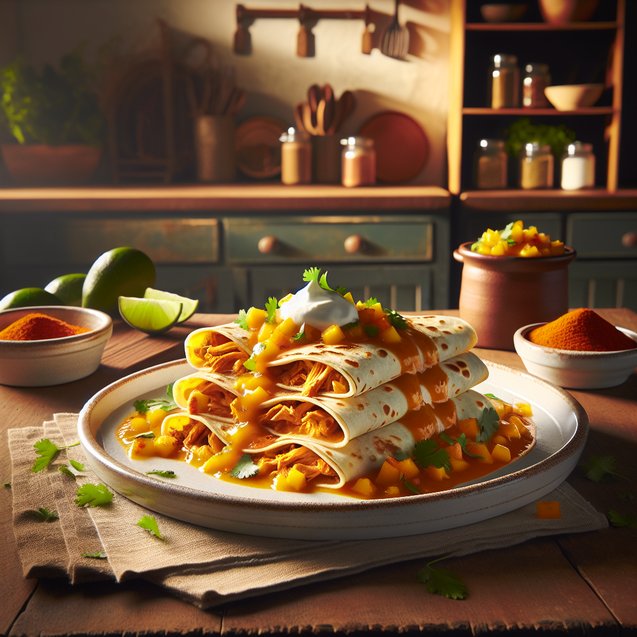 Mexican Spicy Mango Tango Chicken Enchiladas