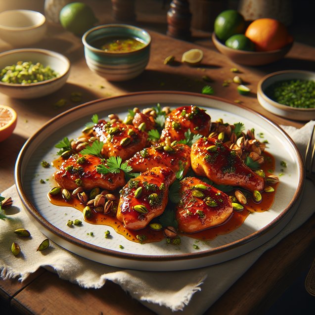 Mediterranean Spicy Honey Citrus Pistachio Chicken