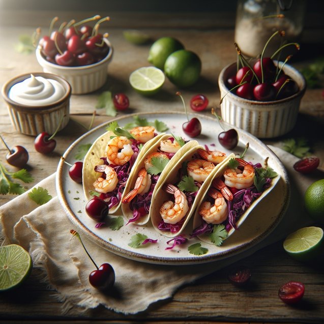 Mexican Whimsical Cherry Lime Roasted Shrimp Tacos