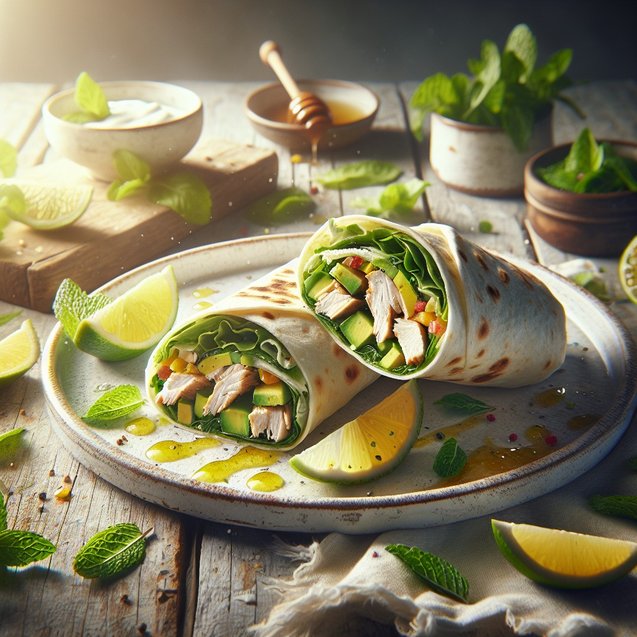 Mediterranean Whirlwind Citrus Mint Chicken Wraps