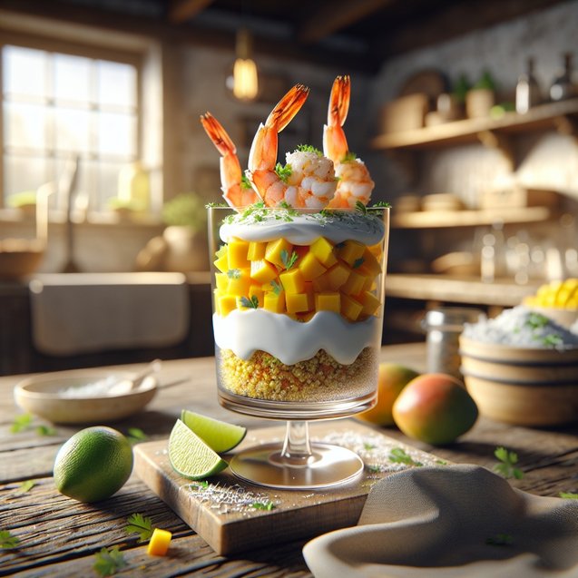 Indian Whimsical Coriander Mango Shrimp Parfait