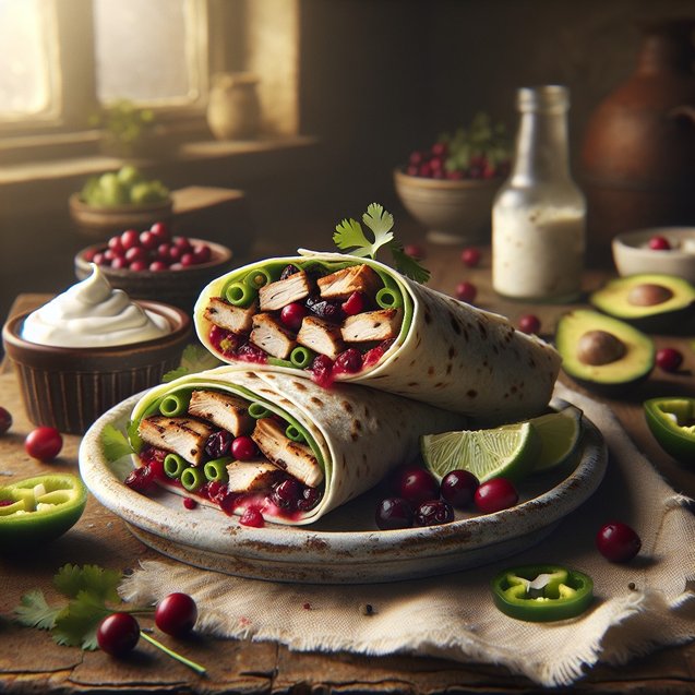 Mexican Whirlwind Cranberry Jalapeño Chicken Wraps