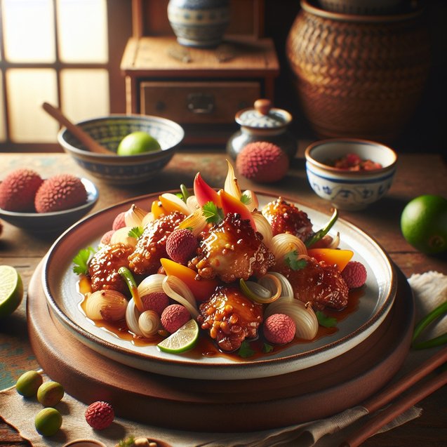 Chinese Whimsical Ginger Lychee Chicken Fiesta
