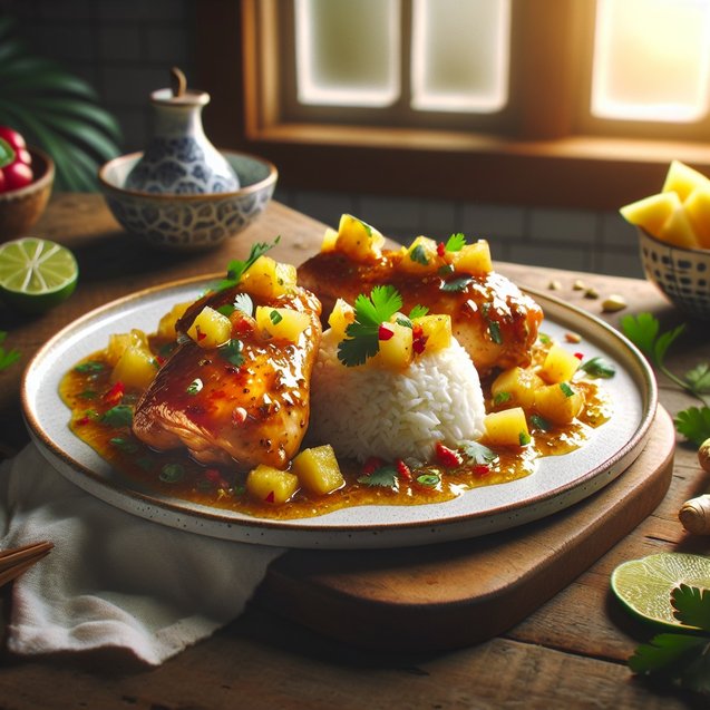 Whimsical Pineapple Ginger Coconut Chicken Fiesta