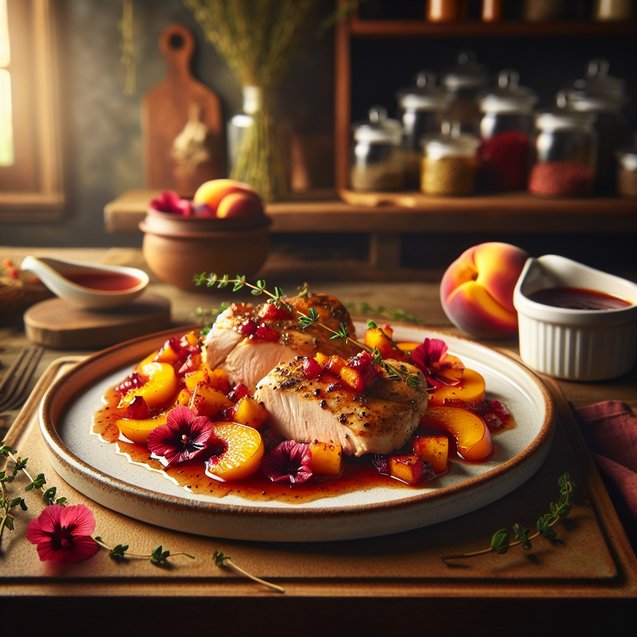American Enchanted Hibiscus Peach Chicken Delight