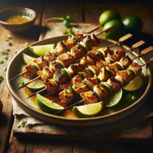 Zesty Lemongrass Ginger Chicken Skewers