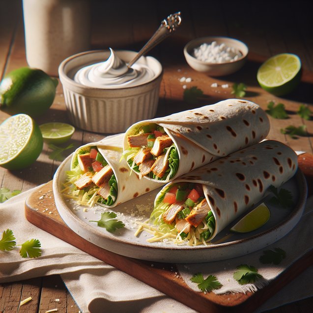 Mexican Fiesta Lime Ginger Chicken Wraps