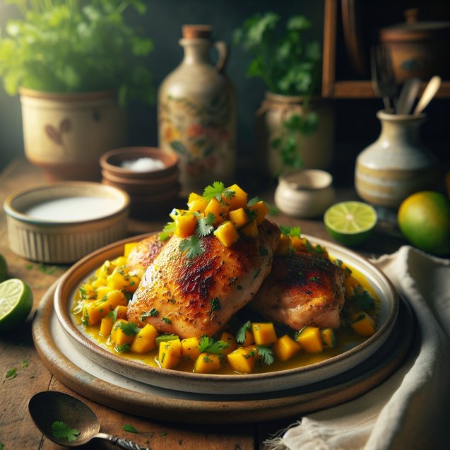 Indian Luminous Mango Coriander Chicken Bake