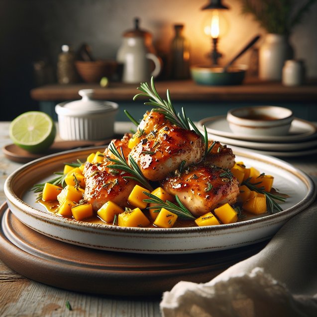 American Caramelized Mango Rosemary Chicken Delight