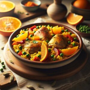 Dreamy Orange Cardamom Chicken Paella