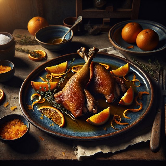 French Whimsical Orange Zest Duck Confit
