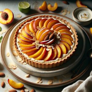 Zesty Peach Almond Ricotta Tart