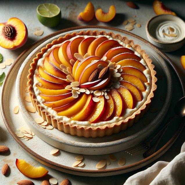 Zesty Peach Almond Ricotta Tart