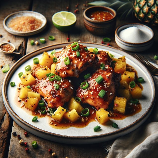 Whimsical Spiced Pineapple Coconut Chicken Medley
