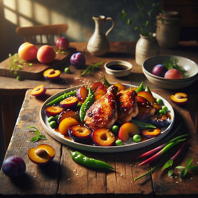 Asian Vibrant Plum Ginger Chicken Medley