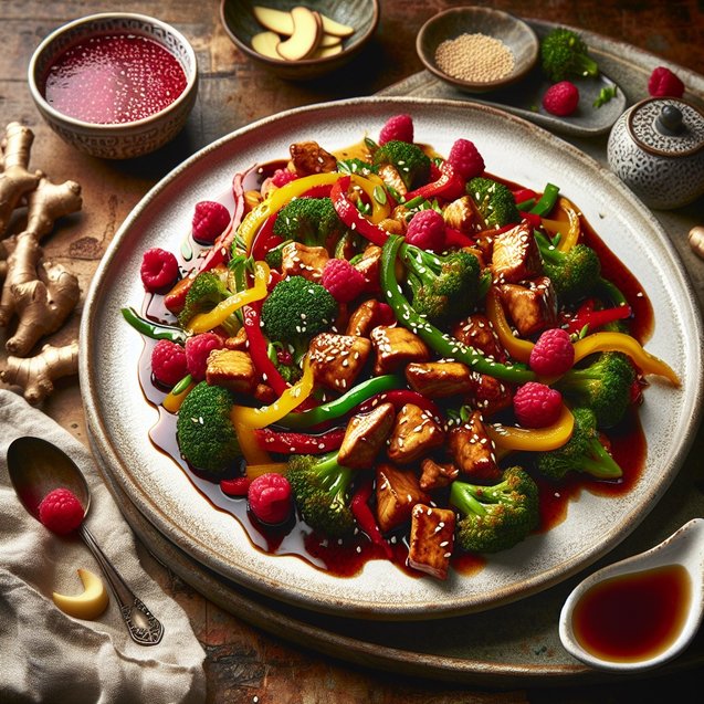 Chinese Radiant Raspberry Ginger Chicken Stir-Fry