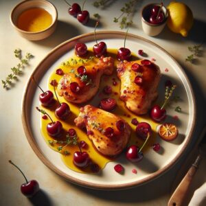 Whimsical Saffron Cherry Chicken Delight
