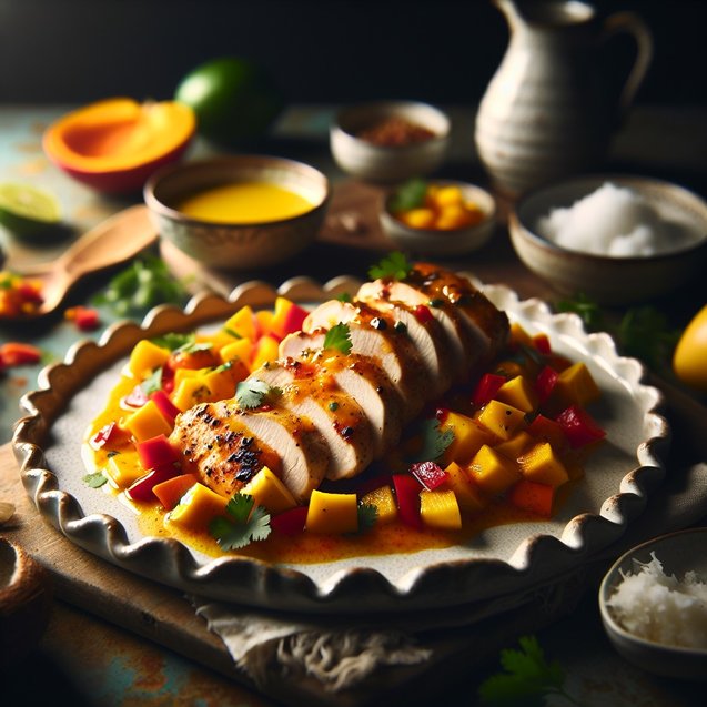 Indian Whimsical Saffron Mango Chicken Revelry