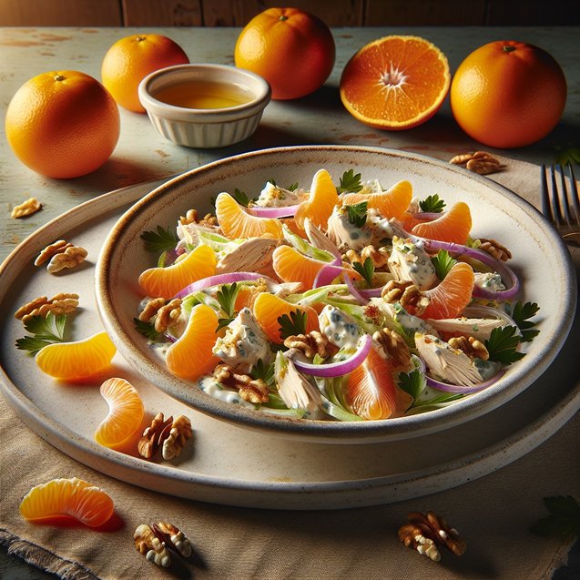 Mediterranean Frosty Saffron Tangerine Chicken Salad