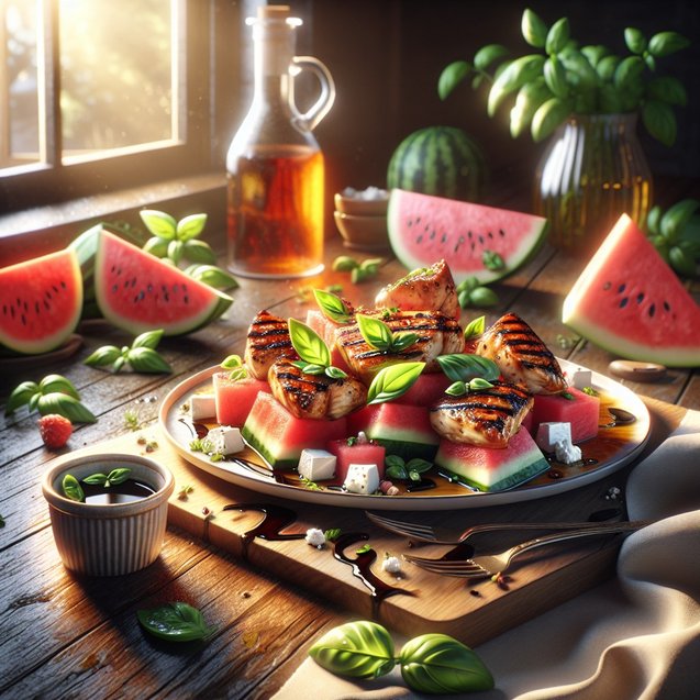 Mediterranean Whimsical Watermelon Basil Chicken Serenade