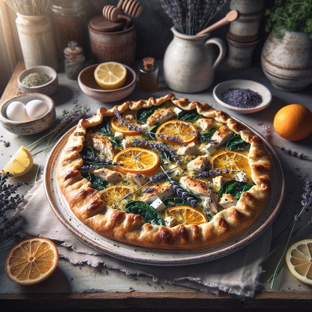 French Whimsical Lavender Citrus Chicken Galette