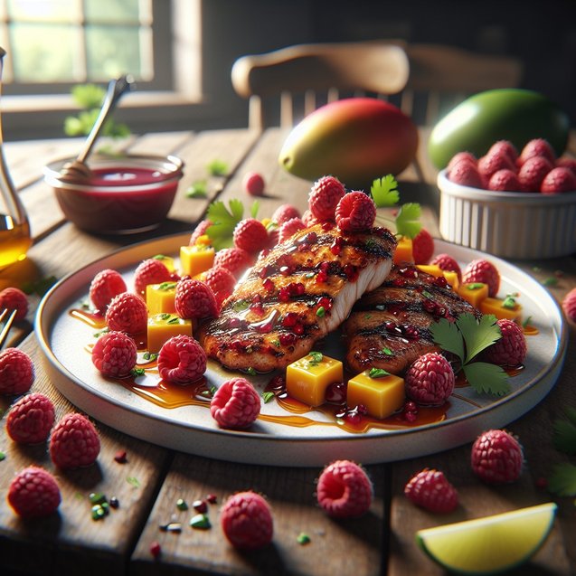 American Whimsical Raspberry Mango Chicken Serenade