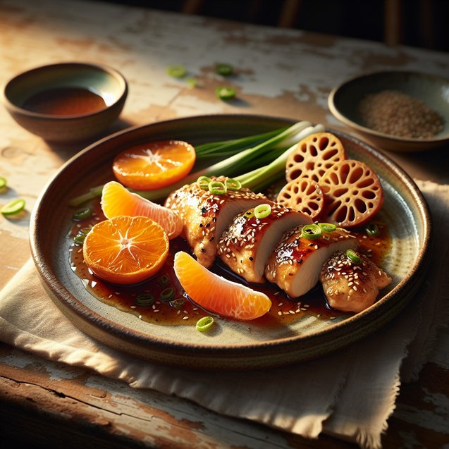 Chinese Moonlit Mandarin Sesame Lotus Chicken