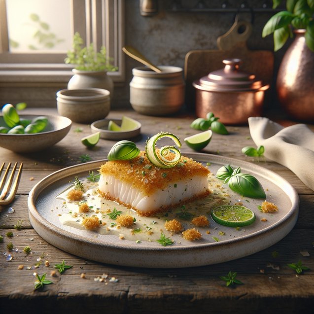 Mediterranean Galactic Lime Basil Crusted Cod Serenade