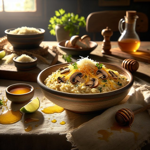 Home Creamy Italian mushroom risotto finished with herbs