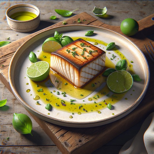 Mediterranean Celestial Lime Basil Seared Swordfish Serenade