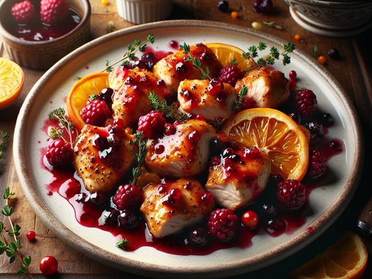 Berry Citrus Chicken Berry Citrus Chicken served and ready to enjoy