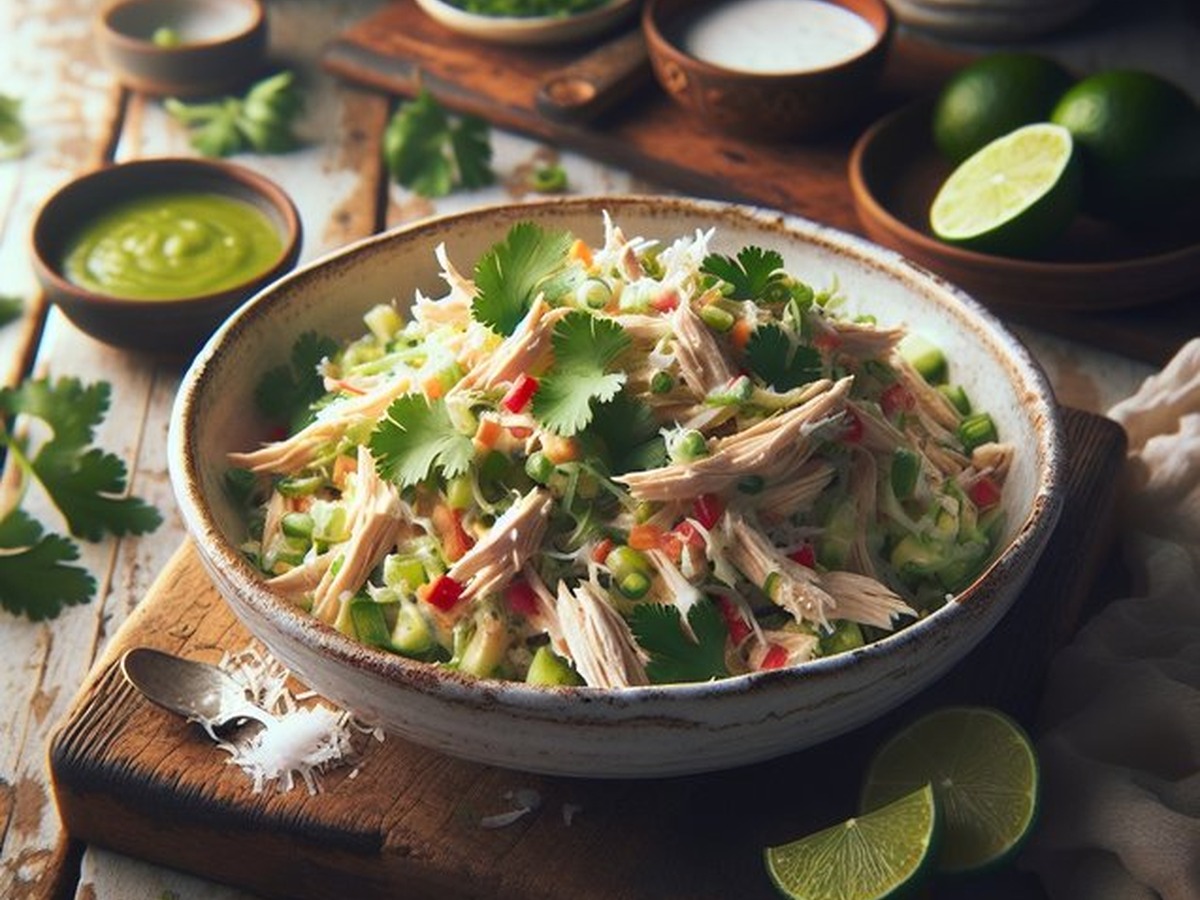 Zesty Coconut Ginger Cilantro Chicken Salad served and ready to enjoy