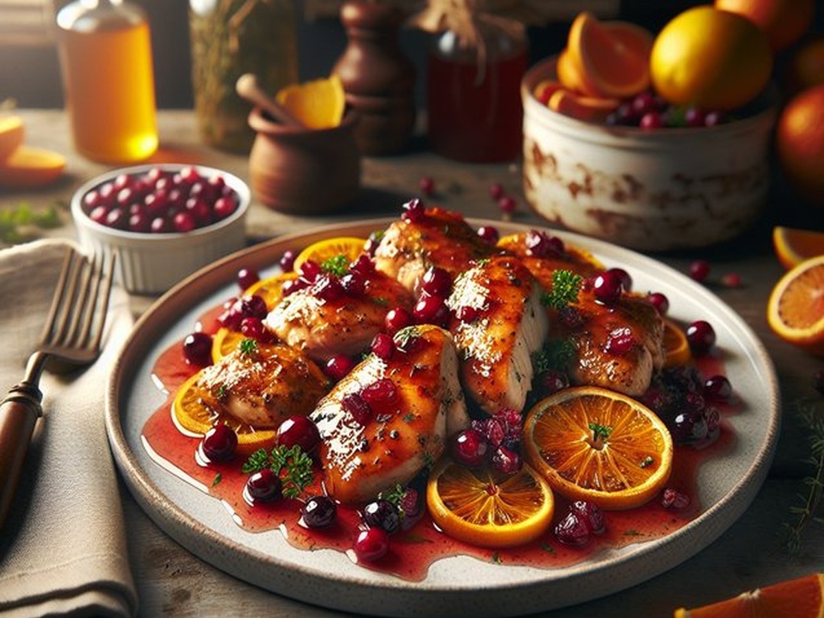 Twinkling Cranberry Citrus Chicken served and ready to enjoy
