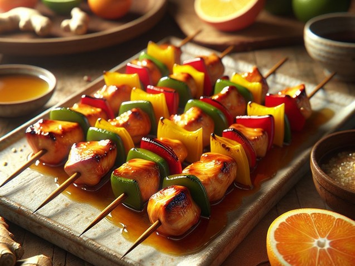 Citrus Melody Ginger Chicken Skewers served and ready to enjoy