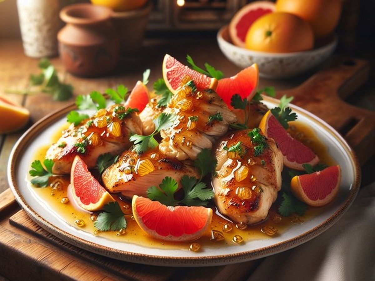 Honey Grapefruit Chicken Honey Grapefruit Chicken served and ready to enjoy