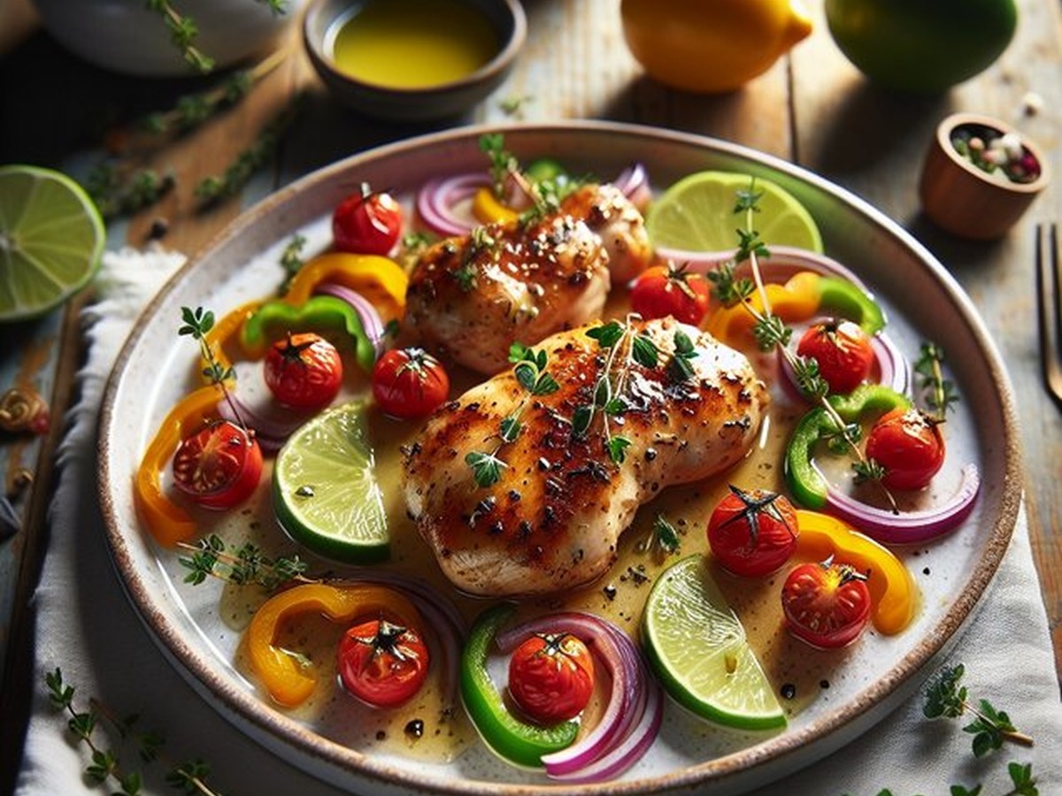 Honey Lime Thyme Chicken Medley Honey Lime Thyme Chicken Medley served and ready to enjoy