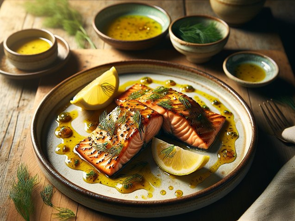 Honey Mustard Dill Salmon Steaks served and ready to enjoy