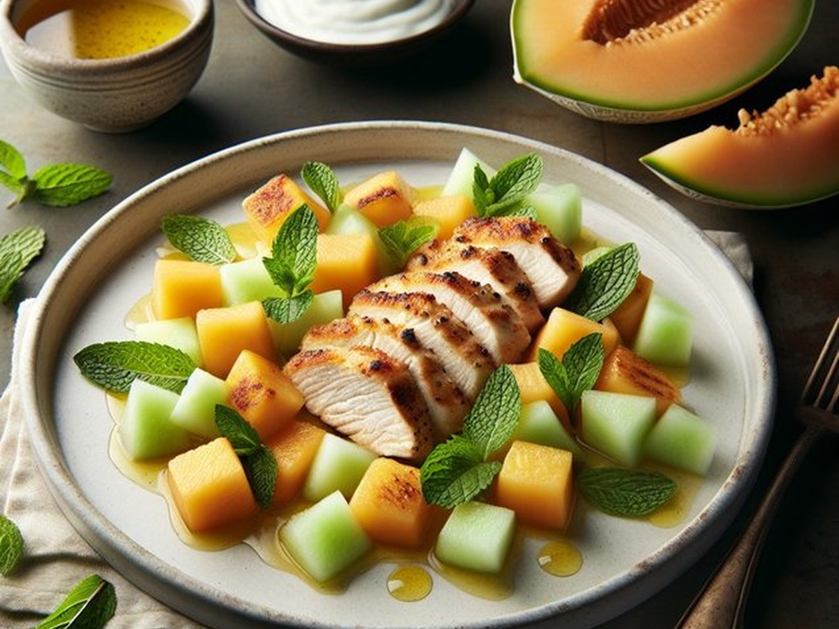 Honeydew Mint Chicken served and ready to enjoy